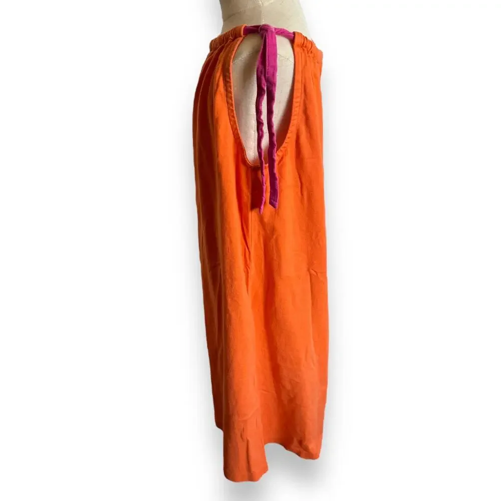 Hanna Andersson‎ Girls Dress Sz 8 130 Orange Flowers Sleeveless Knit